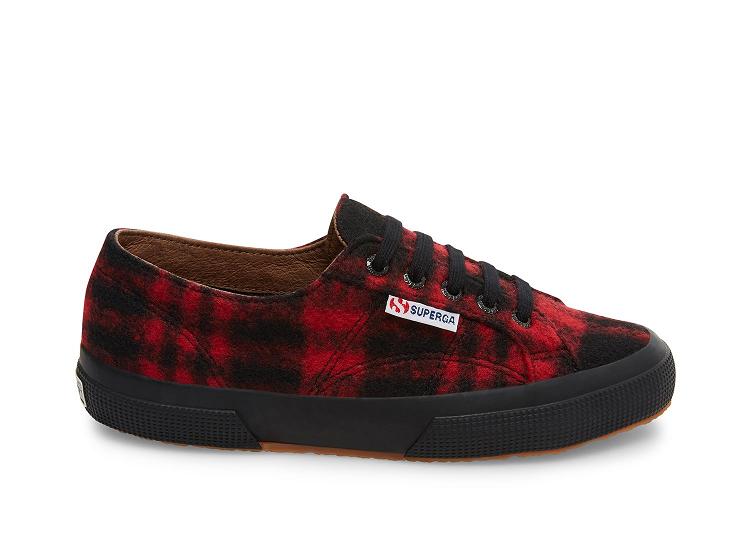 Superga 2750-Shepherdwoolu Red Black - Womens Superga Lace Up Shoes